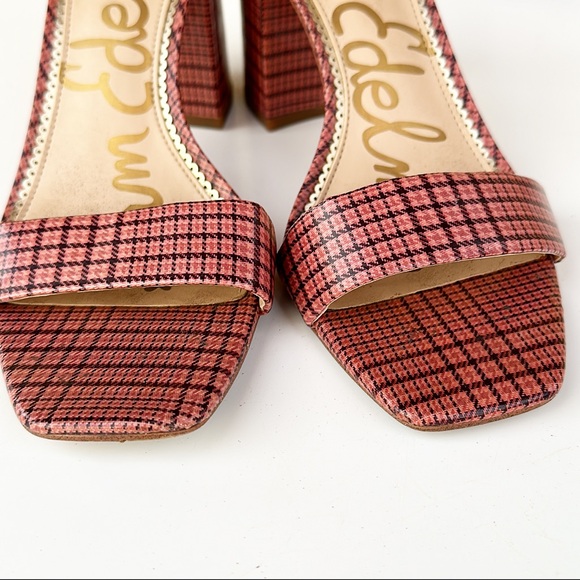 Sam Edelman Daniella Plaid Houndstooth Print Heels Sandals Open Toe Ankle Strap - Picture 6 of 8